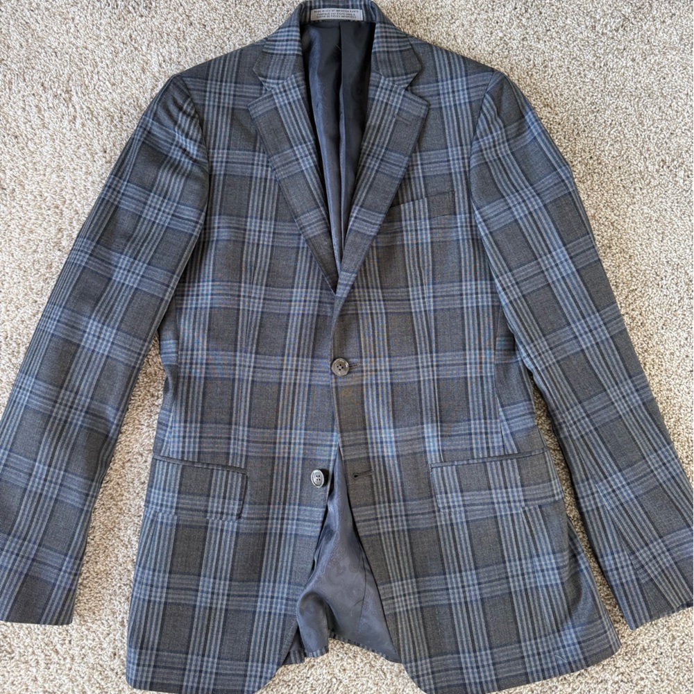 Men's Gray Plaid Blazer